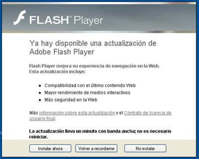 Actualizacion compulsiva de Flash Player